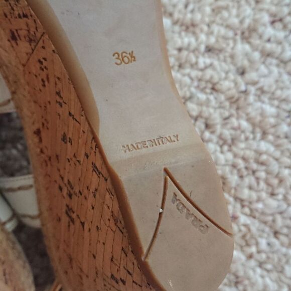 Prada White leather criss cross Wedges Sandals size 36.5 - Picture 16 of 16